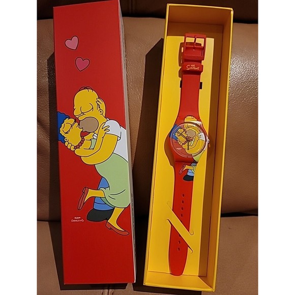 NIB Swatch X Simpsons Watch Valentines Day SWEET EMBRACE - SO29Z120 - Picture 2 of 4
